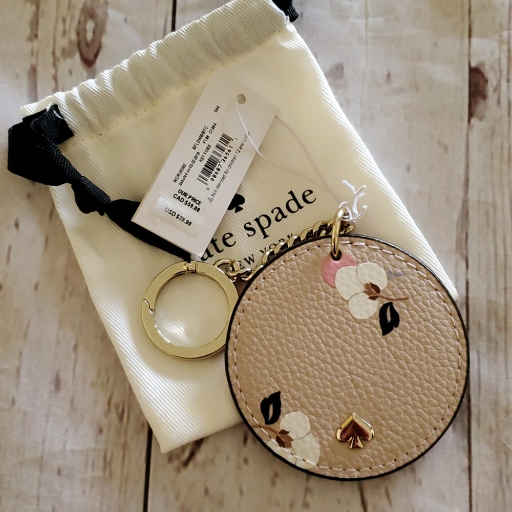 ♠️Kate Spade Floral Leather Keychain Bag Charm♠️